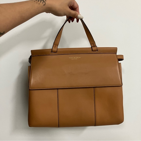 Tory Burch block T Leather handbag Satchel - Picture 1 of 6